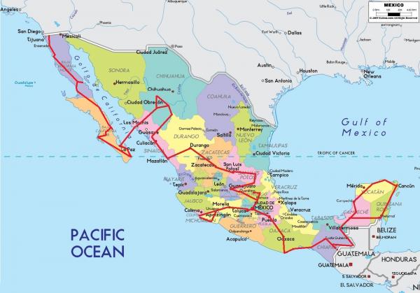 Carte regions mexique 1